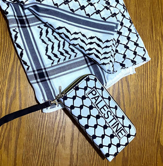 Keffiyeh Pouch Tatreez Palestine, Formal Tatreez Bag, Kuffiyeh Scarf Arafat Hatta Vintage Dress, Kofya Shwal Mother's Gifts, Handmade