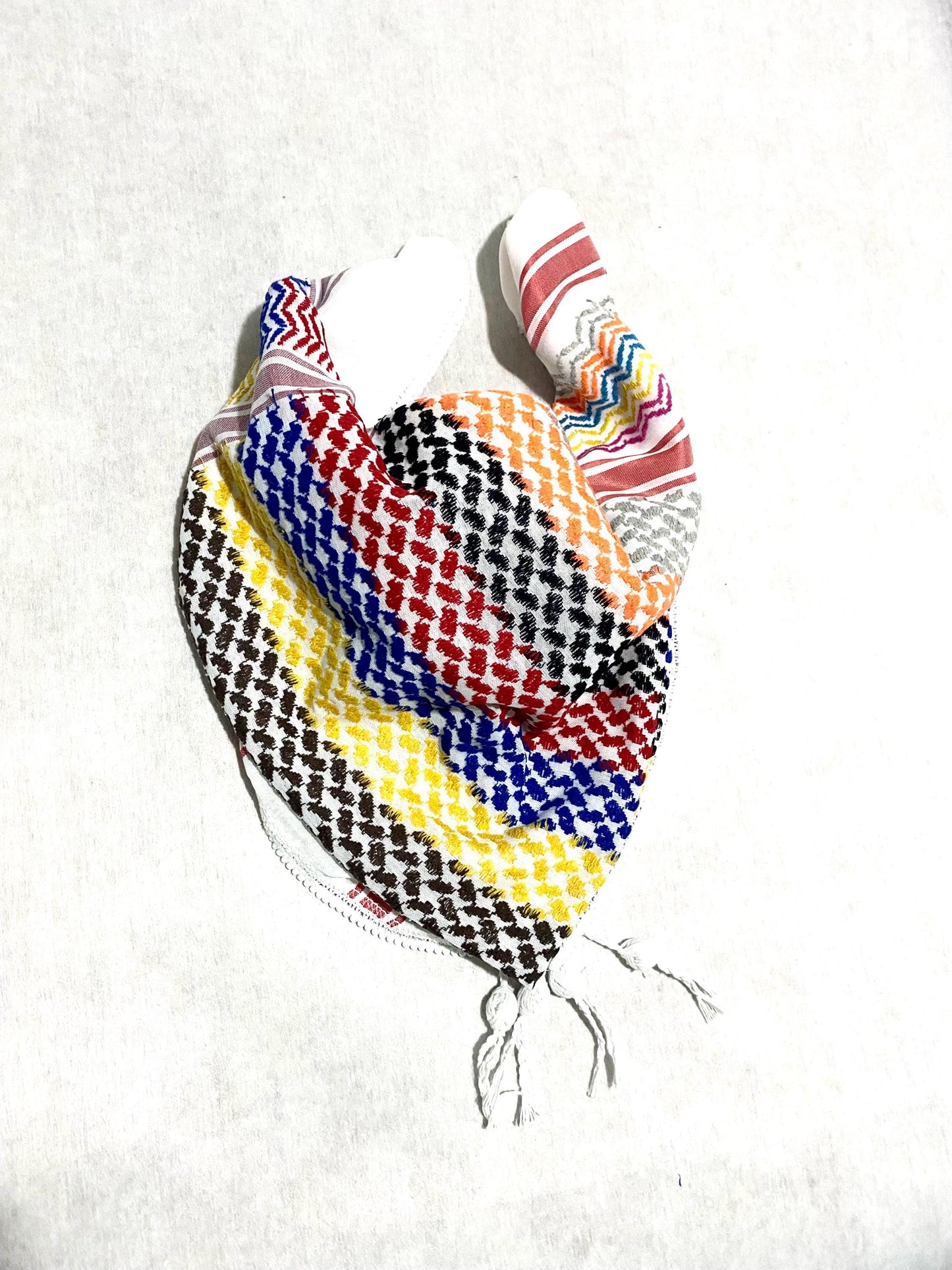 Rainbow Keffiyeh Unique Sahara Arab Scarf , Desert Bandana Palestine Headwear, Windproof Mask,vintage dress Hatta Shemagh Cocktail mixed