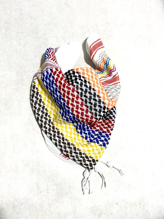Rainbow Keffiyeh Unique Sahara Arab Scarf , Desert Bandana Palestine Headwear, Windproof Mask,vintage dress Hatta Shemagh Cocktail mixed