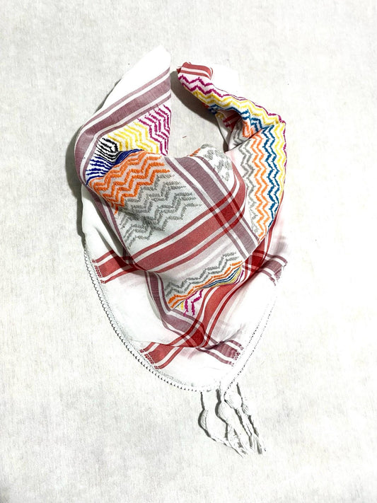 Rainbow Keffiyeh Scarf, Unique Arab Palestine Desert Bandana face Cover, Windproof Mask, Vintage dress Hatta Shemagh Keffyieh