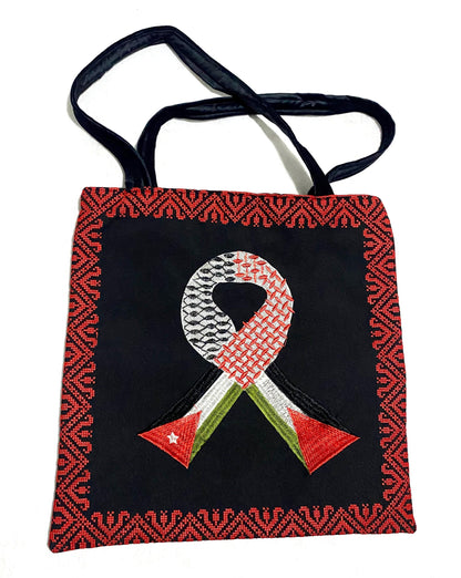 Palestine Jordan Flag Tote Bag, Keffiyeh Scarf, Embroidery Tatreez Shoulder Bag, Vintage Unique Handmade Heavy Work multi-function Zipper