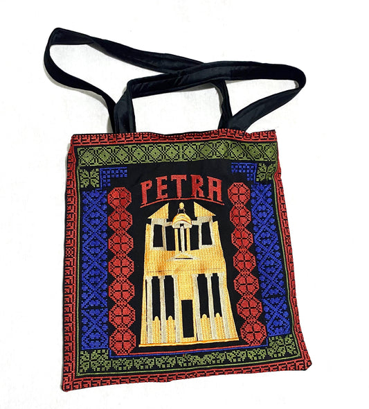 Petra Jordan Tote Bag, Embroidery Tatreez Shoulder Bag, Jordan Valley Desert Vintage Unique Handmade Heavy Work multi-function Zipper