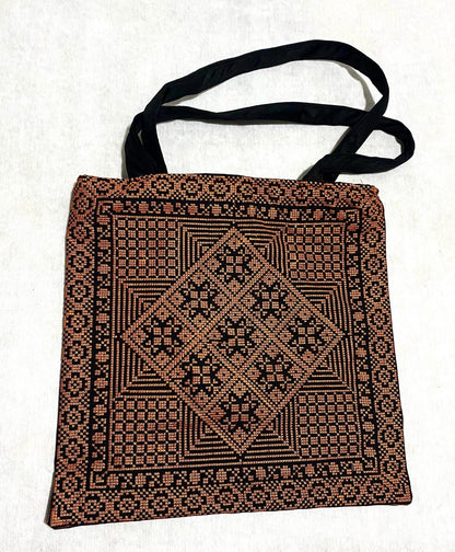 Embroidery Palestine Tote Tan Bag, Keffiyeh Scarf, Tatreez Shoulder Bag, Vintage Unique Handmade Heavy Work multi-function Zipper
