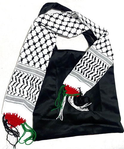 Blue Embroidery Palestine Tote Bag, Keffiyeh Scarf, Tatreez Shoulder Bag, Vintage Unique Handmade Heavy Work multi-function Zipper