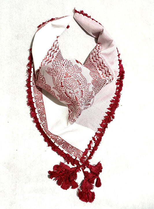 Red White Unique Scarf, Arabian Sahara Bandana Kofya, India Style,Shwal Keffiyeh OldStyle Vintage dress, Hatta Shemagh Kuffyieh Headwear