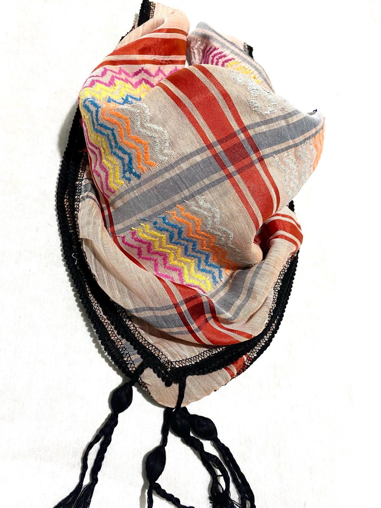 Orange Scarf Keffyieh Palestine, Unique Sahara Arab Desert Bandana Headwear Windproof Mask, Vintage dress Hatta Shemagh Rainbow Mix Colours