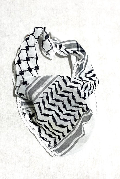 Bandana Keffiyeh Tie, Palestine Kuffyieh, Student Graduation Kofyah Scarves Wedding Party, Jerusalem HolyLand Bethlehem Vintage 16"X16"X27"