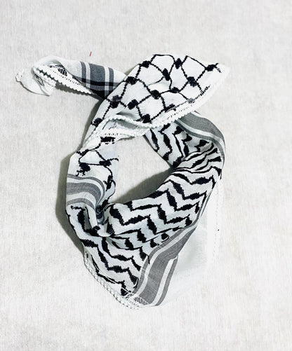 Bandana Keffiyeh Tie, Palestine Kuffyieh, Student Graduation Kofyah Scarves Wedding Party, Jerusalem HolyLand Bethlehem Vintage 16"X16"X27"