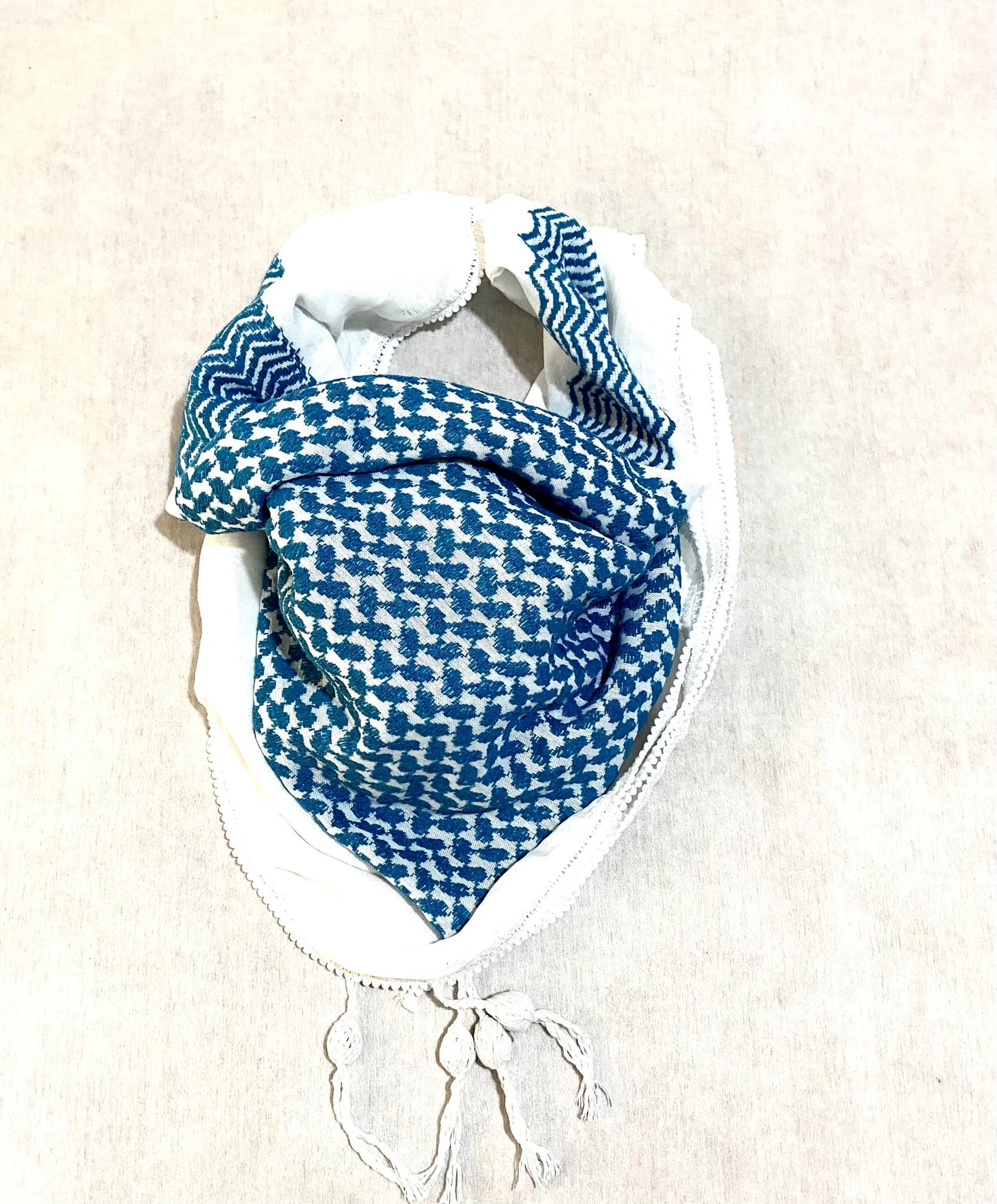 Turquoise Keffiyeh Scarf, Desert Bandana face Cover, Sahara Arabian Palestine Headwear, Vintage dress Hatta Shemagh Kuffyieh Mixed 2 Colours