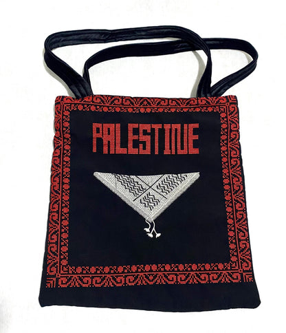 Embroidery Palestine Tote Bag, Keffiyeh Scarf, Tatreez Shoulder Bag, Vintage Unique Handmade Heavy Work multi-function Zipper