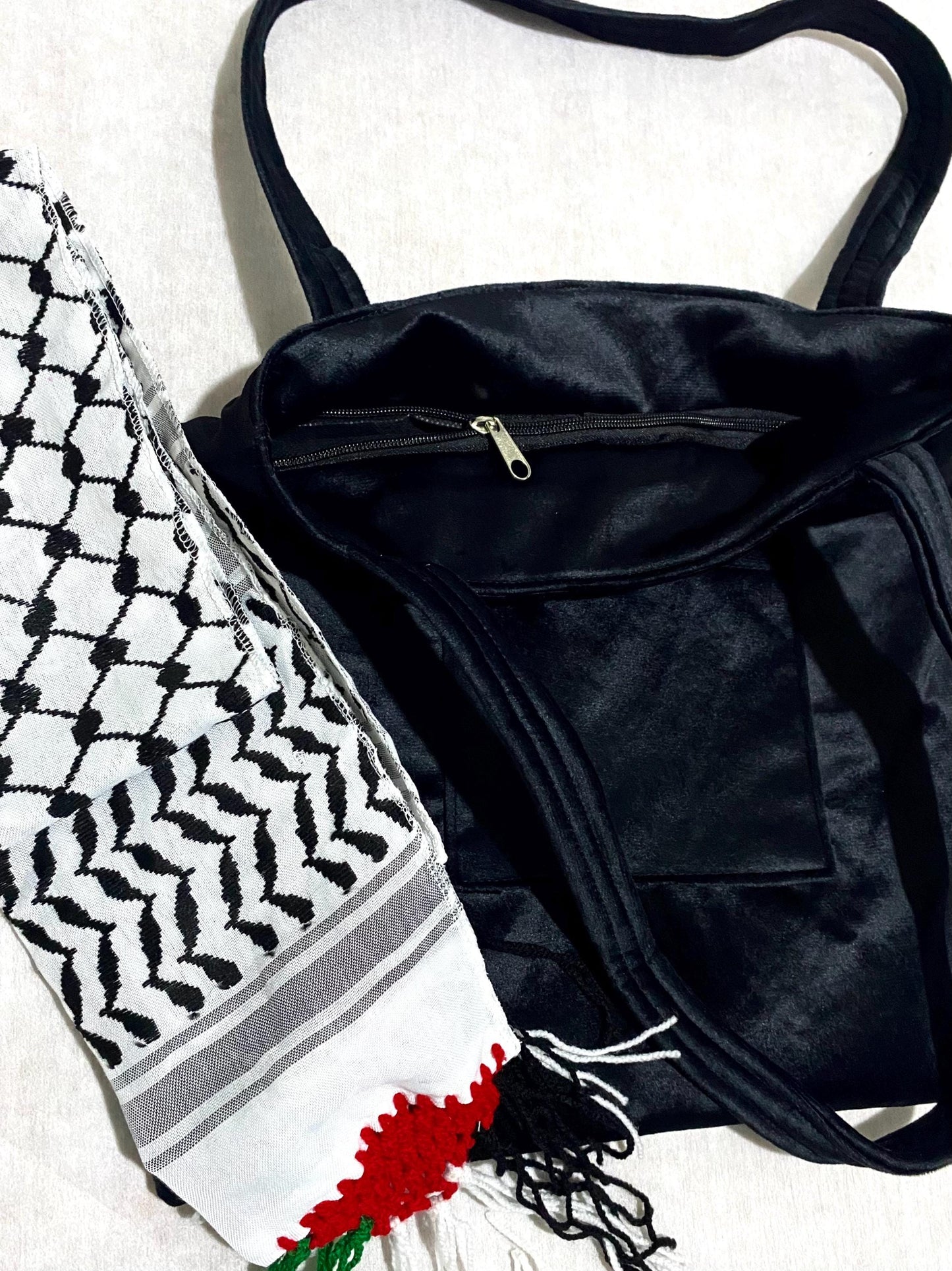 Embroidery Palestine Tote brown Bag, Keffiyeh Scarf, Tatreez Shoulder Bag, Vintage Unique Handmade Heavy Work multi-function Zipper