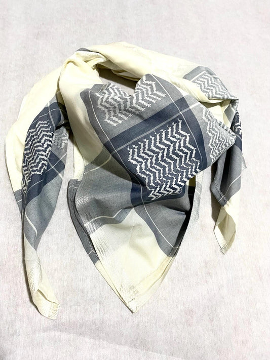 Grey Scarf, Arabian Sahara Bandana Kofya, India Style,Shwal Keffiyeh OldStyle Vintage dress, Hatta Shemagh Headwear mixed Colours