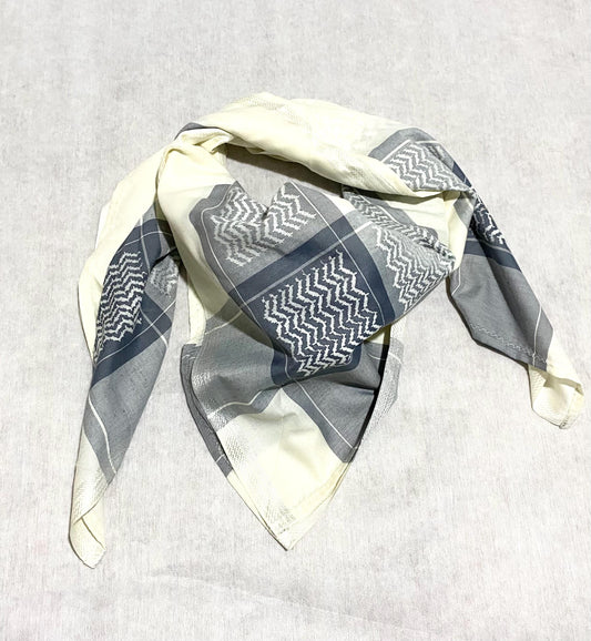 Grey Scarf, Arabian Sahara Bandana Kofya, India Style,Shwal Keffiyeh OldStyle Vintage dress, Hatta Shemagh Headwear mixed Colours