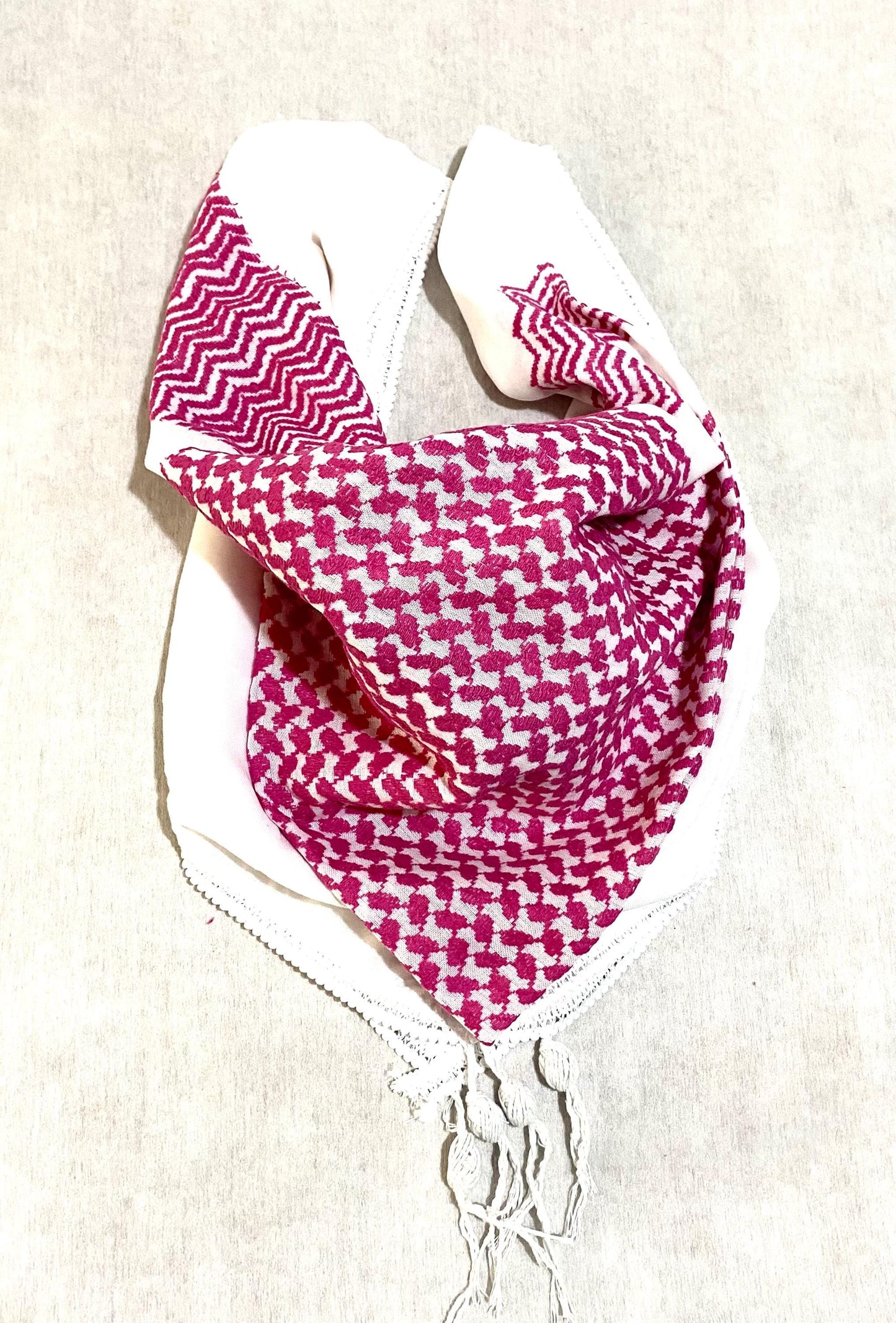 Pink Keffiyeh Scarf, Desert Bandana face Cover, Sahara Arabian Palestine Headwear, Vintage dress Hatta Shemagh Kuffyieh Mixed 2 Colours