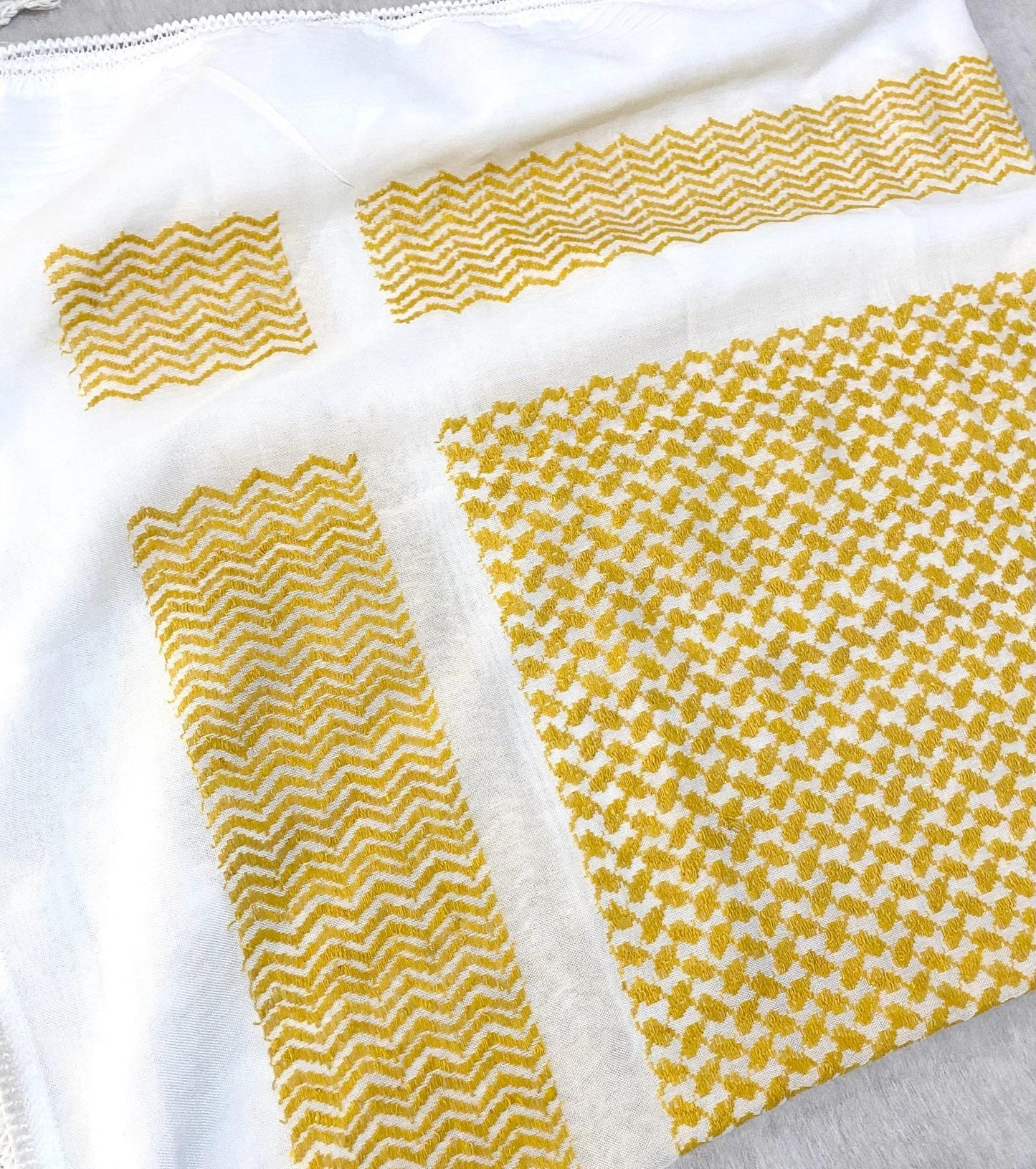 Yellow Keffiyeh Scarf, Desert Bandana face Cover, Sahara Arabian Palestine Headwear, Vintage dress Hatta Shemagh Kuffyieh Mixed 2 Colours