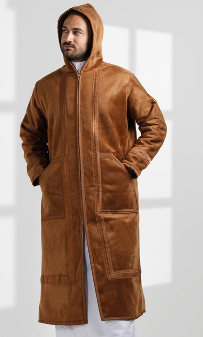 Farwa Hoodie Bisht Coat, Unique Fur, Morocco Arab Style Winter Coat, Warm Heavy, Unisex Clothing, Vintagec Traditional Westerns مغربي