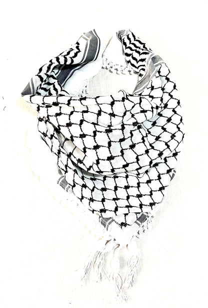 Unique Keffiyeh Scarf Shwal, Arabian Sahara Bandana Kofya, Palestinian Tradition OldStyle Vintage dress, Hatta Shemagh Kuffyieh Headwear