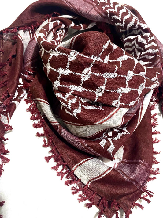 Burgundy scarf unique Keffiyeh, Mult-use Cover, Headwear Vintage Dress Hatta Kofya Headwear Shemagh Kuffyieh,Unisex Face Mask mixed color