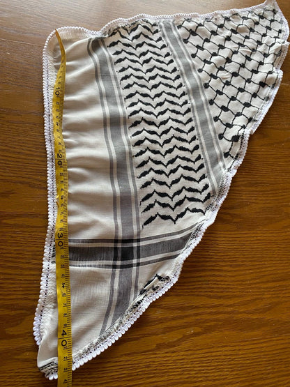Keffiyeh Bandana Scarf, Palestine Arafat Kuffyieh Mask, Tie kofyah Headband Kofya Face Cover Vintage dress Size 72X42X48 Centimeters