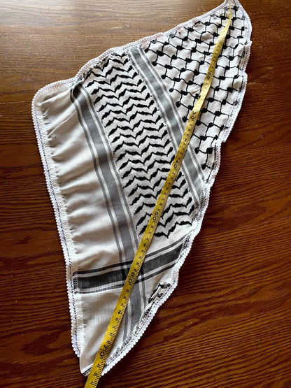 Bandana Keffiyeh Tie, Palestine Kuffyieh, Student Graduation Kofyah Scarves Wedding Party, Jerusalem HolyLand Bethlehem Vintage 16"X16"X27"