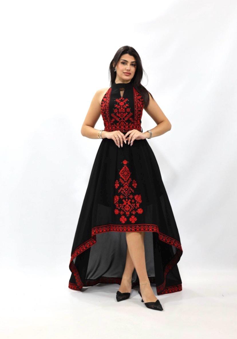 Special Occasion Dress, Embroidery Parties Dress, Vintage Style, Heritage Palestinian Jordanian Wedding,Traditional Tatreez Thobe Embroidery