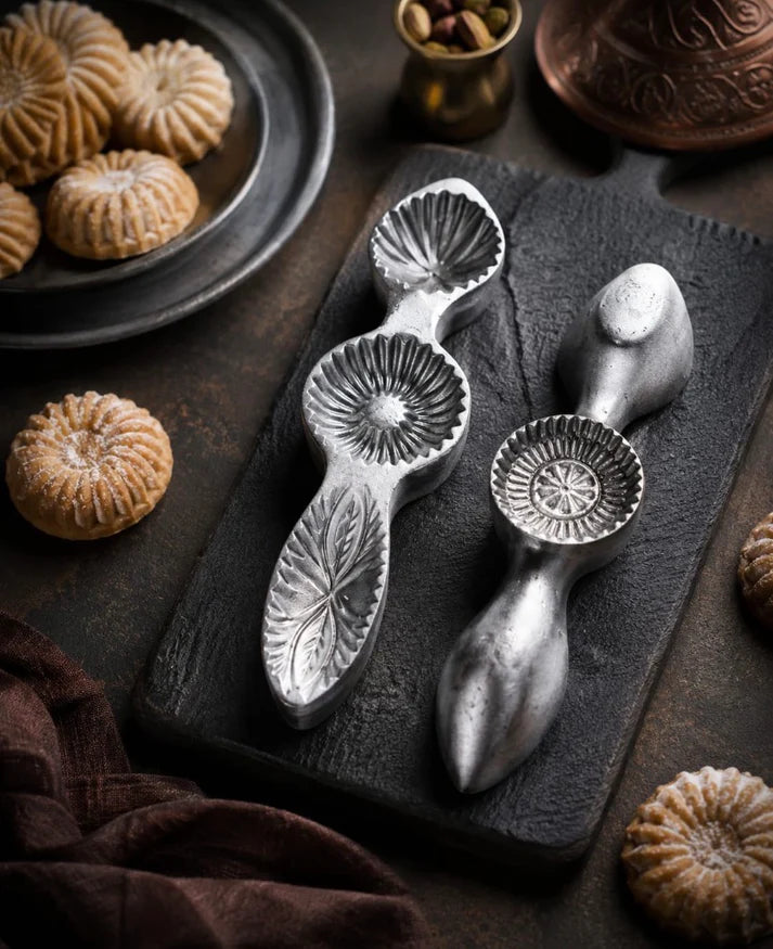 Cookies Metal Pistachio Maamoul Dates Mould Hand Craved 4 Shapes, 1 piece