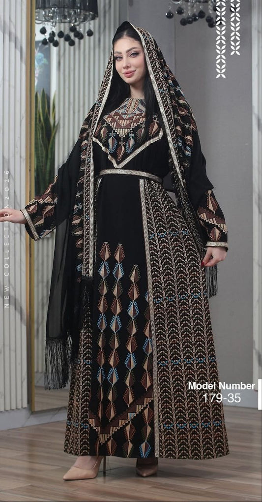 Thobe Tatreez Embroidery Palestine Dress, Vintage Style, Heritage Palestinian Traditional Tatreez Embroidey (Copy)