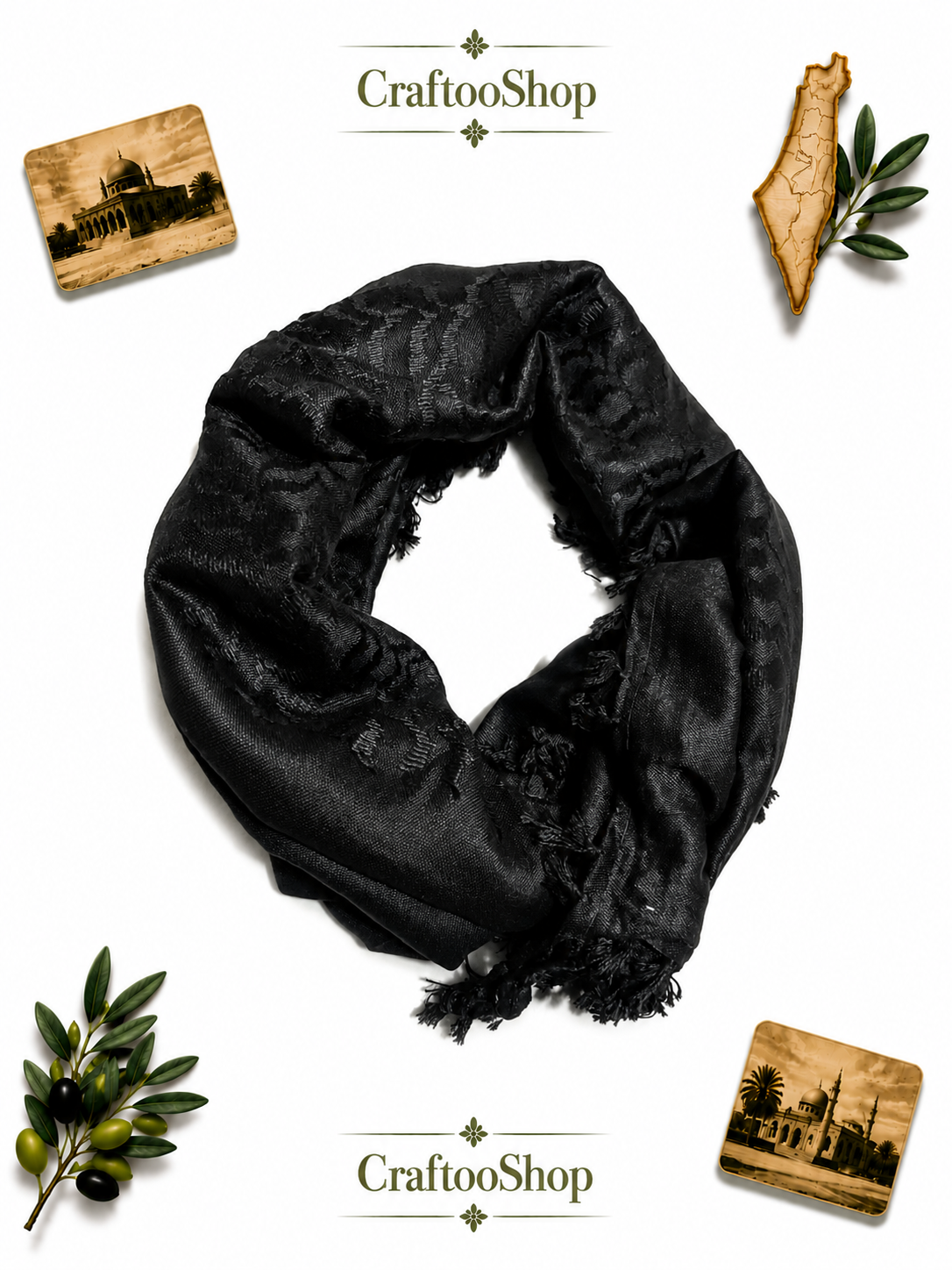 Black Keffyeih Palestine Scarf, Unique Arab Scarf face Cover, Headwear, Vintage Dress Hatta Shemagh Kuffyieh Unisex Face Mask Woven Stitched