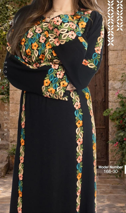 Thobe Tatreez Embroidery Palestine Dress, Vintage Style, Heritage Palestinian Traditional Tatreez Embroidery