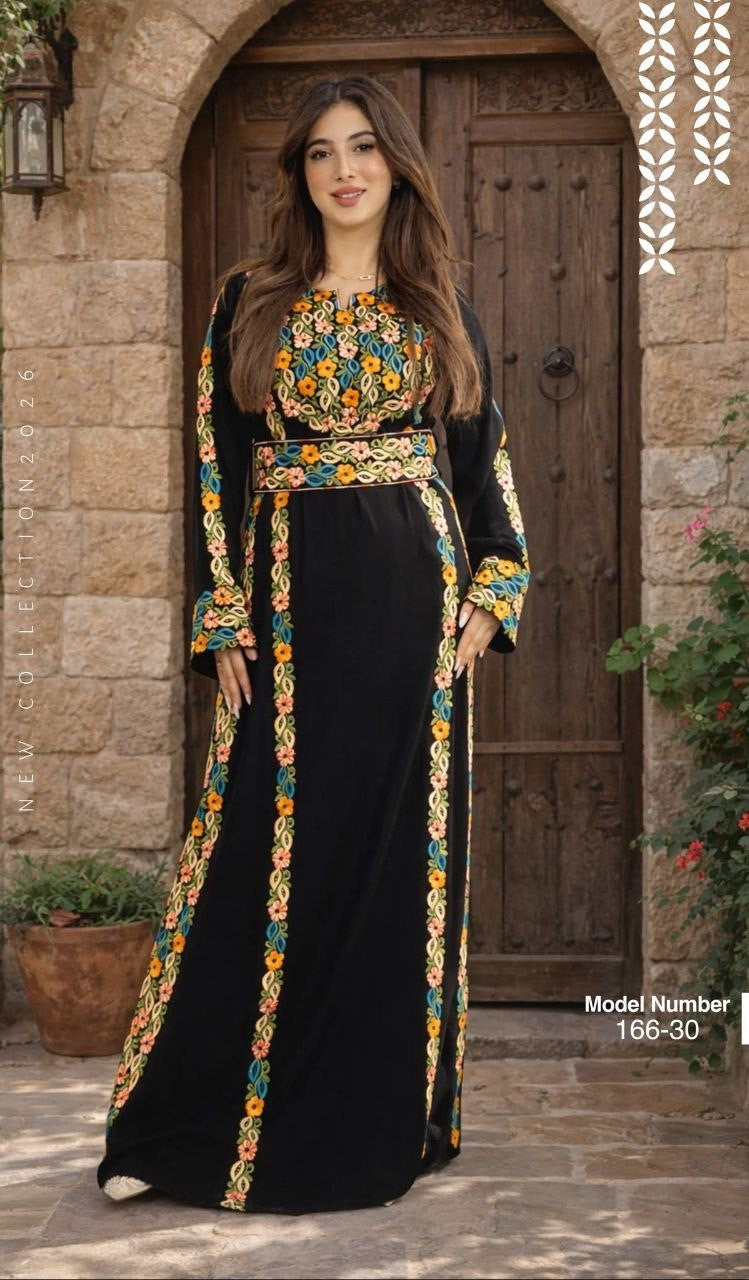 Thobe Tatreez Embroidery Palestine Dress, Vintage Style, Heritage Palestinian Traditional Tatreez Embroidery