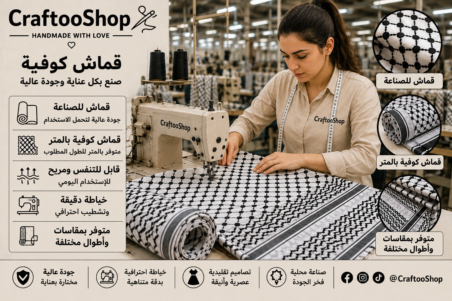 kufiyah Fabric By Yard , Kofya Keffiyeh, Crafts Use Supporter, Blanket Fabric, Clothing Designers Supply, Arab Authentic Palestine Original Woven Stitched