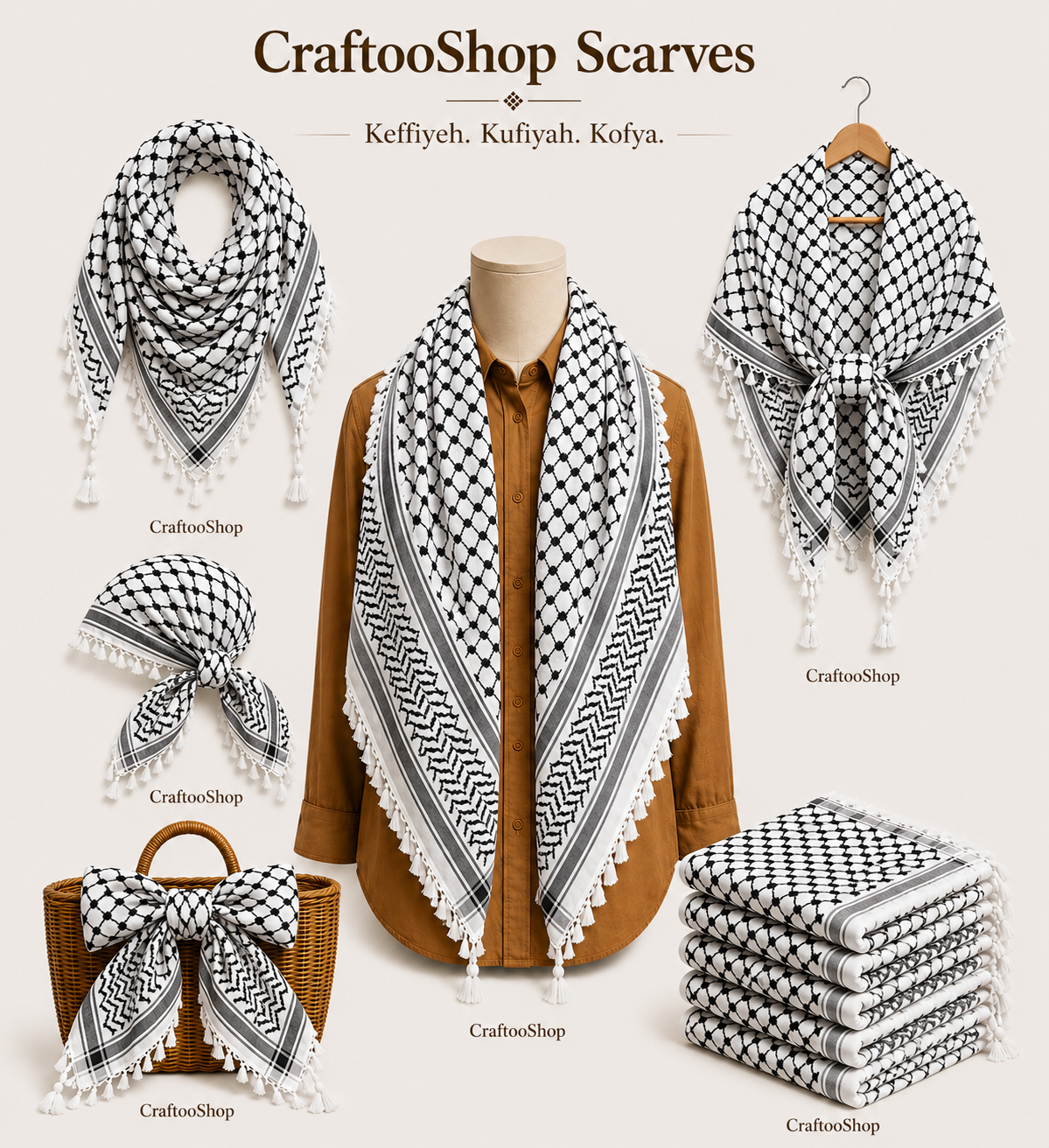 keffiyeh Malaki Palestine Scarf, Woven Stitched Royal HiQuality Unisex Face Mask, Kuffyieh Unique Arab Arafat Hatta Headwear Vintage Dress with Igal