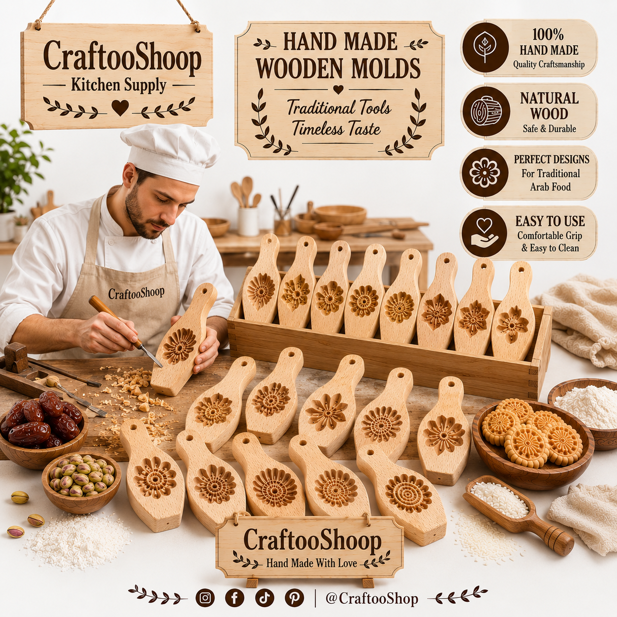 Wooden Molds, Handcrafted Carved, Cookies Candy Mamool Mamoual , Students Party, Chef Supply, Kitchen Crafts, Handmade Wood Work, Hard Tools