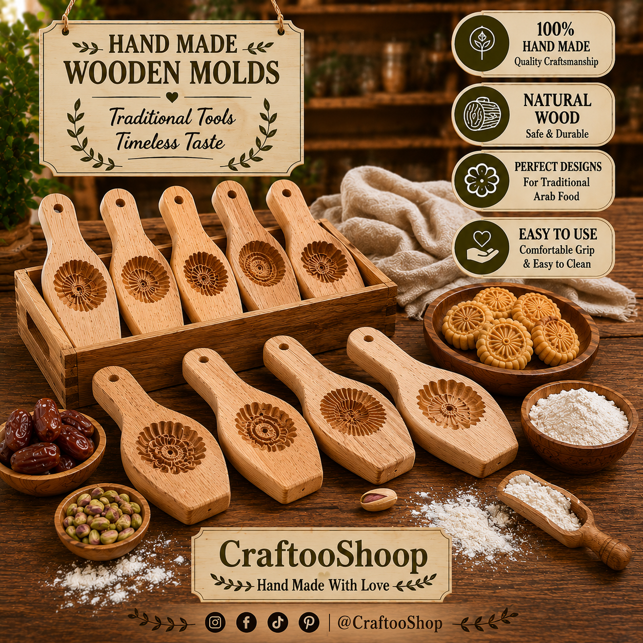 Wooden Molds, Handcrafted Carved, Cookies Candy Mamool Mamoual , Students Party, Chef Supply, Kitchen Crafts, Handmade Wood Work, Hard Tools