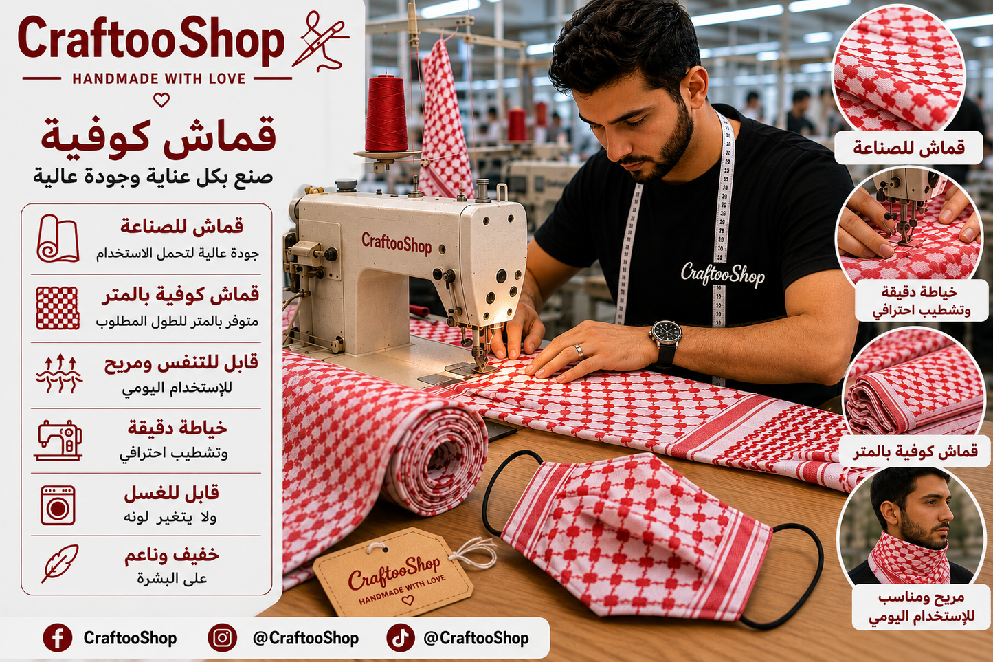 kufiyah Fabric By Yard , Kofya Keffiyeh, Crafts Use Supporter, Blanket Fabric, Clothing Designers Supply, Arab Authentic Palestine Original Woven Stitched