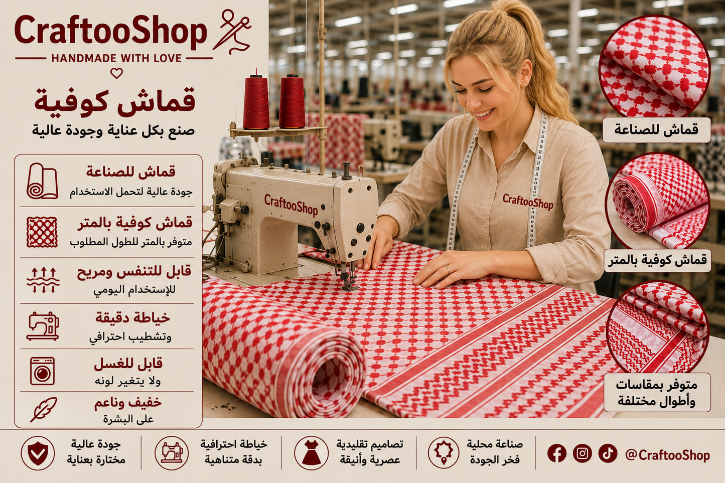 kufiyah Fabric By Yard , Kofya Keffiyeh, Crafts Use Supporter, Blanket Fabric, Clothing Designers Supply, Arab Authentic Palestine Original Woven Stitched