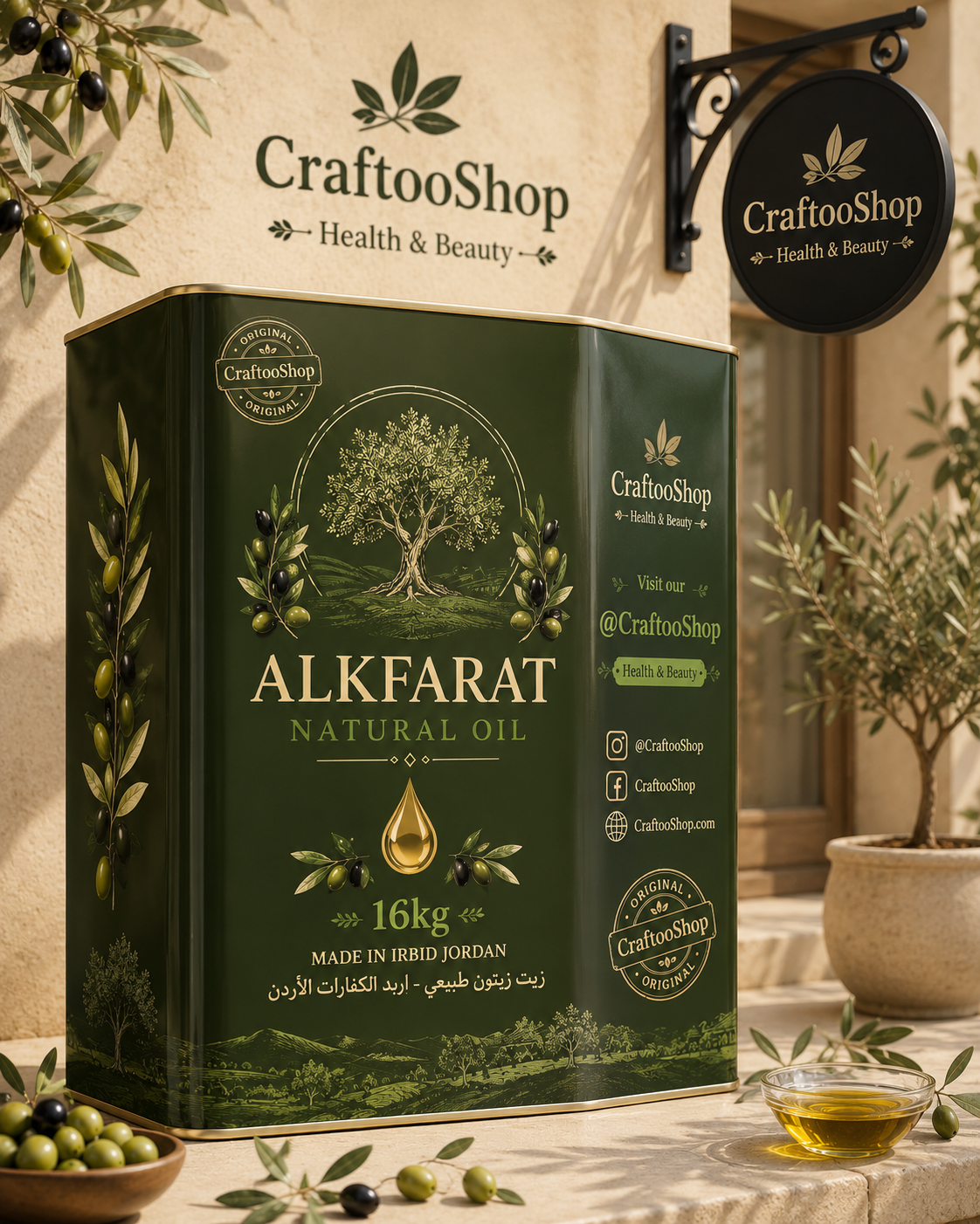 Olive Oil, natural olive, Alkfarat area irbid Jordan, natural healthy and unique , 16kg Free Shipping