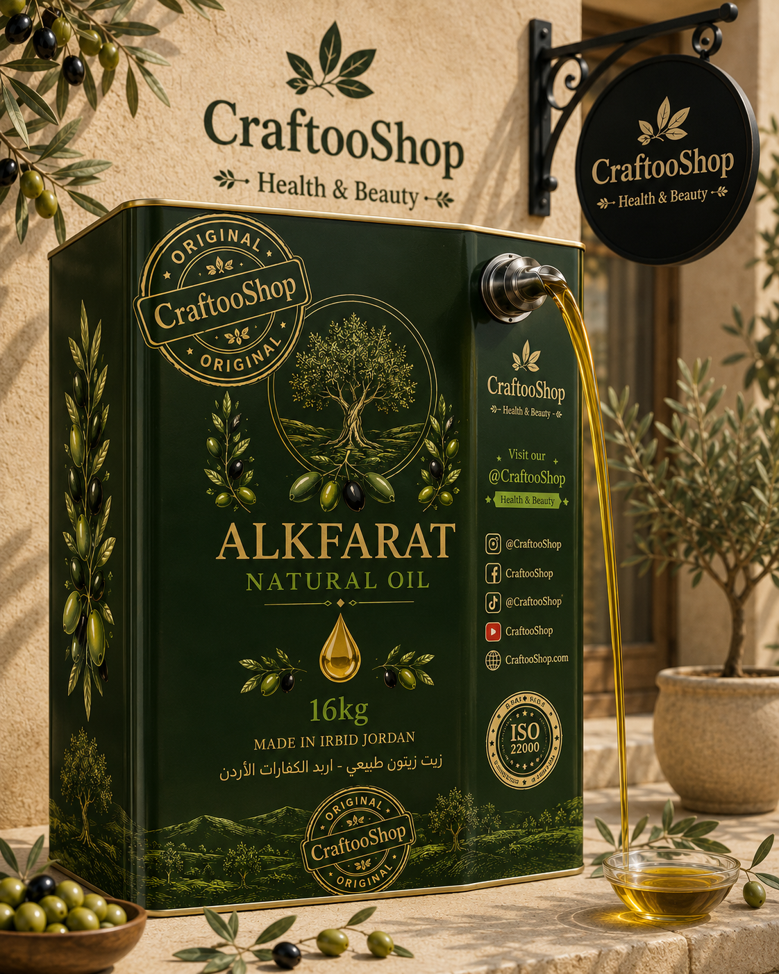 Olive Oil, natural olive, Alkfarat area irbid Jordan, natural healthy and unique , 16kg Free Shipping