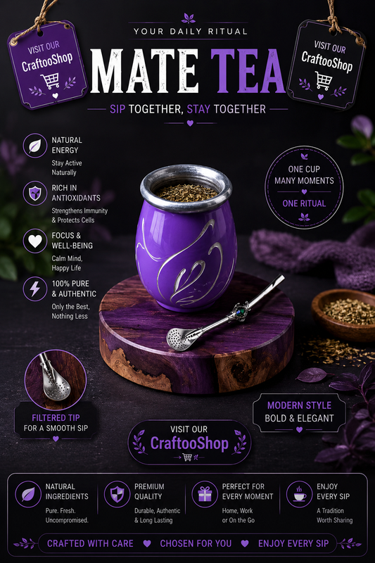 Mate Tea Silver Purple cup, Unique Yerba Mate Cup +Straw, drinking places fountain, water carved Filter Bombilla Straw handmade 50mL