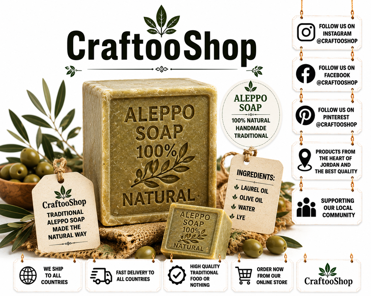Laurel Soap Pure Organic Healthy, Vintage Cosmetic Soap, Handmade Middle Eastern Arab Vintage Style, For all skin, Aleppo Natural Soap