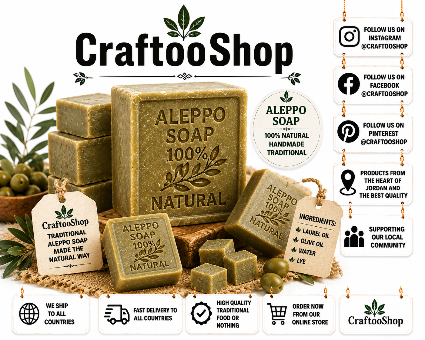 Laurel Soap Pure Organic Healthy, Vintage Cosmetic Soap, Handmade Middle Eastern Arab Vintage Style, For all skin, Aleppo Natural Soap
