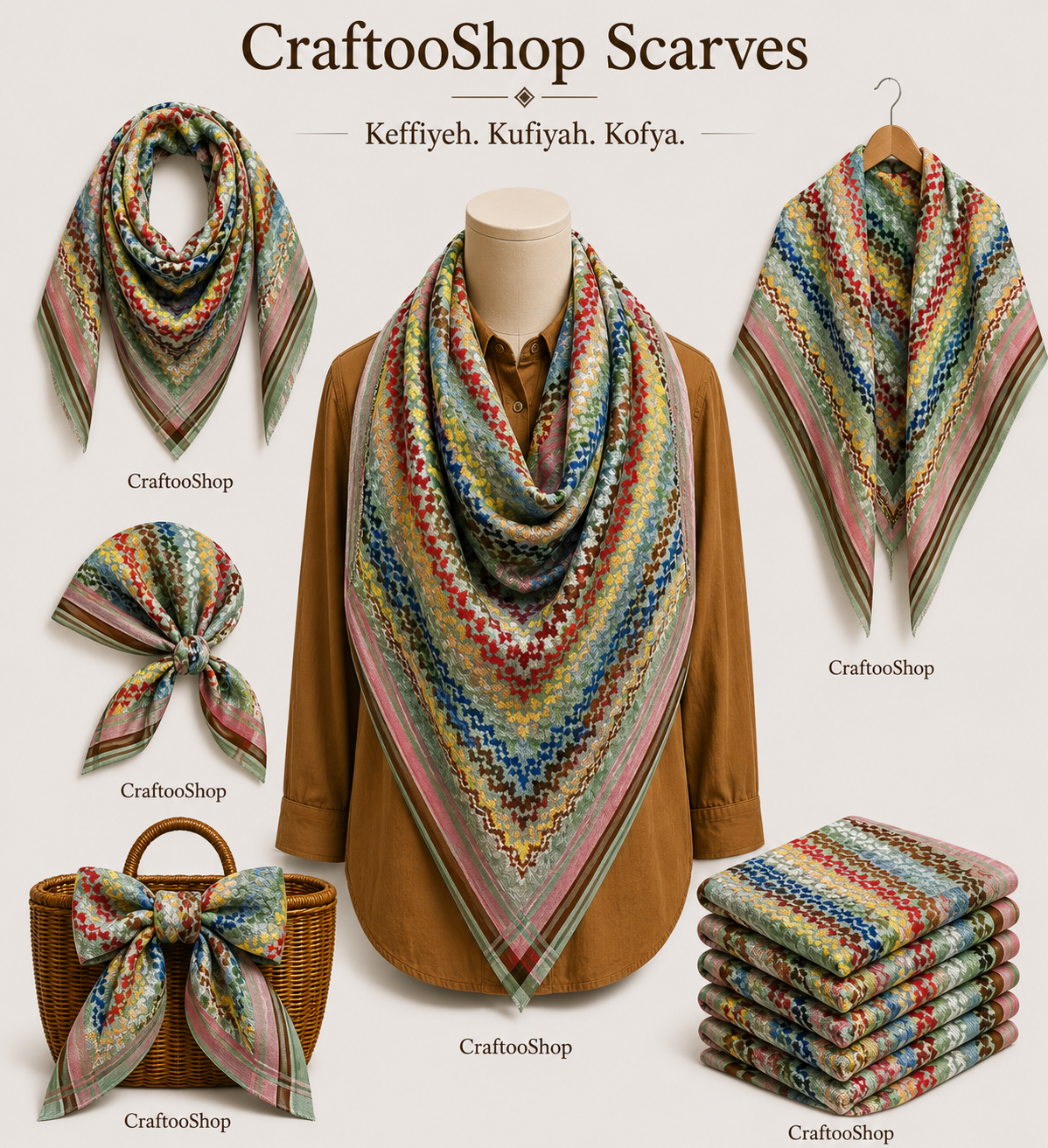 Green Rainbow Keffiyeh Palestine Scarf, Unique Arab Desert Bandana face Cover, Headwear Head wrap Mask, Vintage dress Hatta Shemagh, Mixed