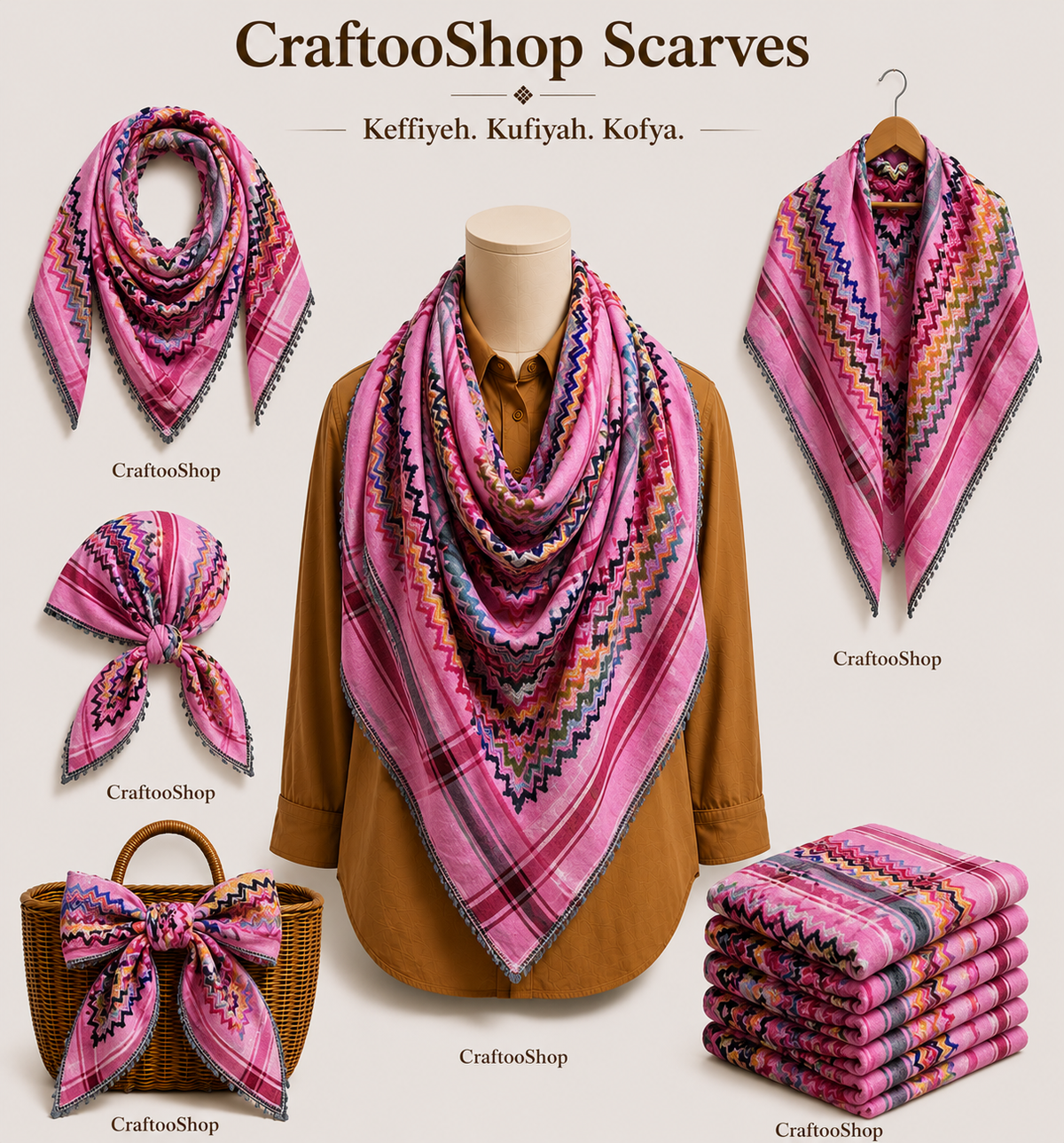 Keffiyeh Pink Palestine Scarf, Unique Arab Desert Bandana Shawl Headwear Windproof Mask, Vintage dress Hatta Shemagh mixed Colourful colours