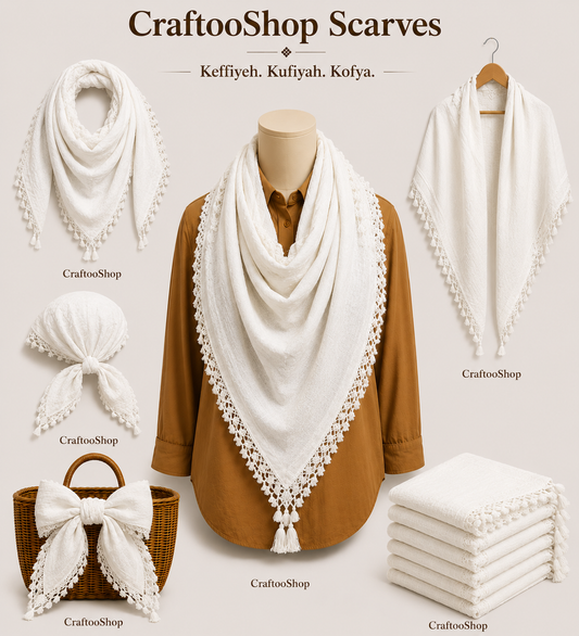 White Keffiyeh, Plain Arab Scarf, Unique Special HandCrafted, Palestine Traditional Style Vintage Dress, Shemagh hatta, Original Pure color
