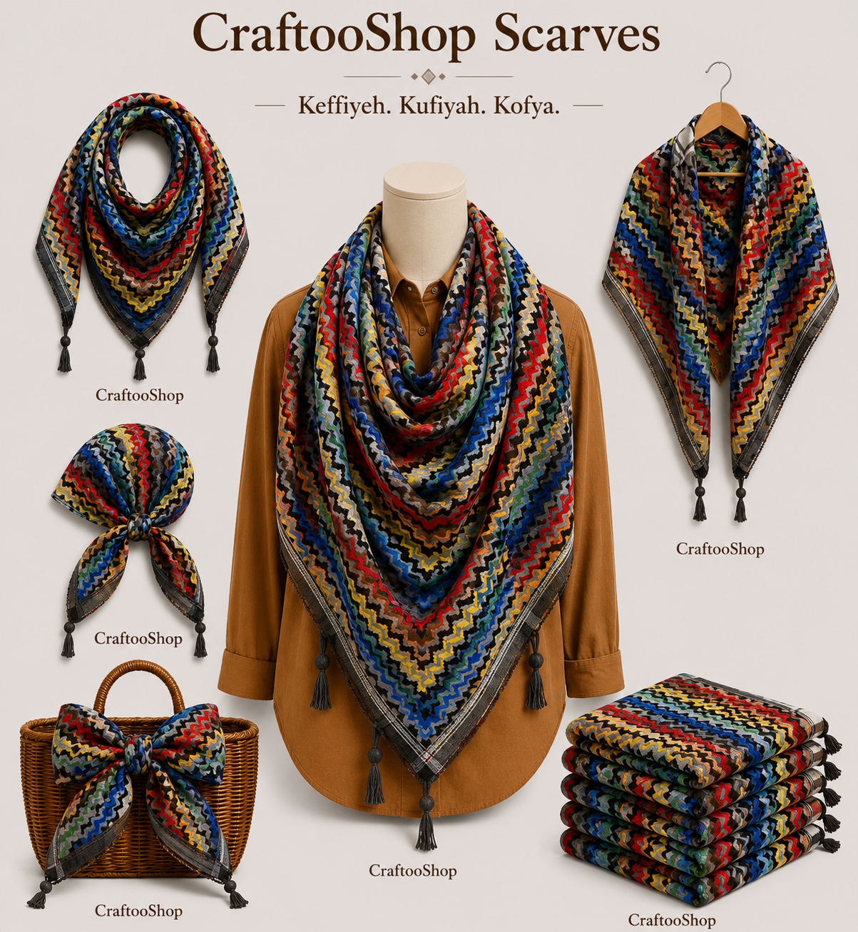 Grey Rainbow Sahara Unique Scarf, Palestine Desert Bandana, Arab OldStyle headwear Vintage dress, Shawl Hatta Shemagh Keffiyeh