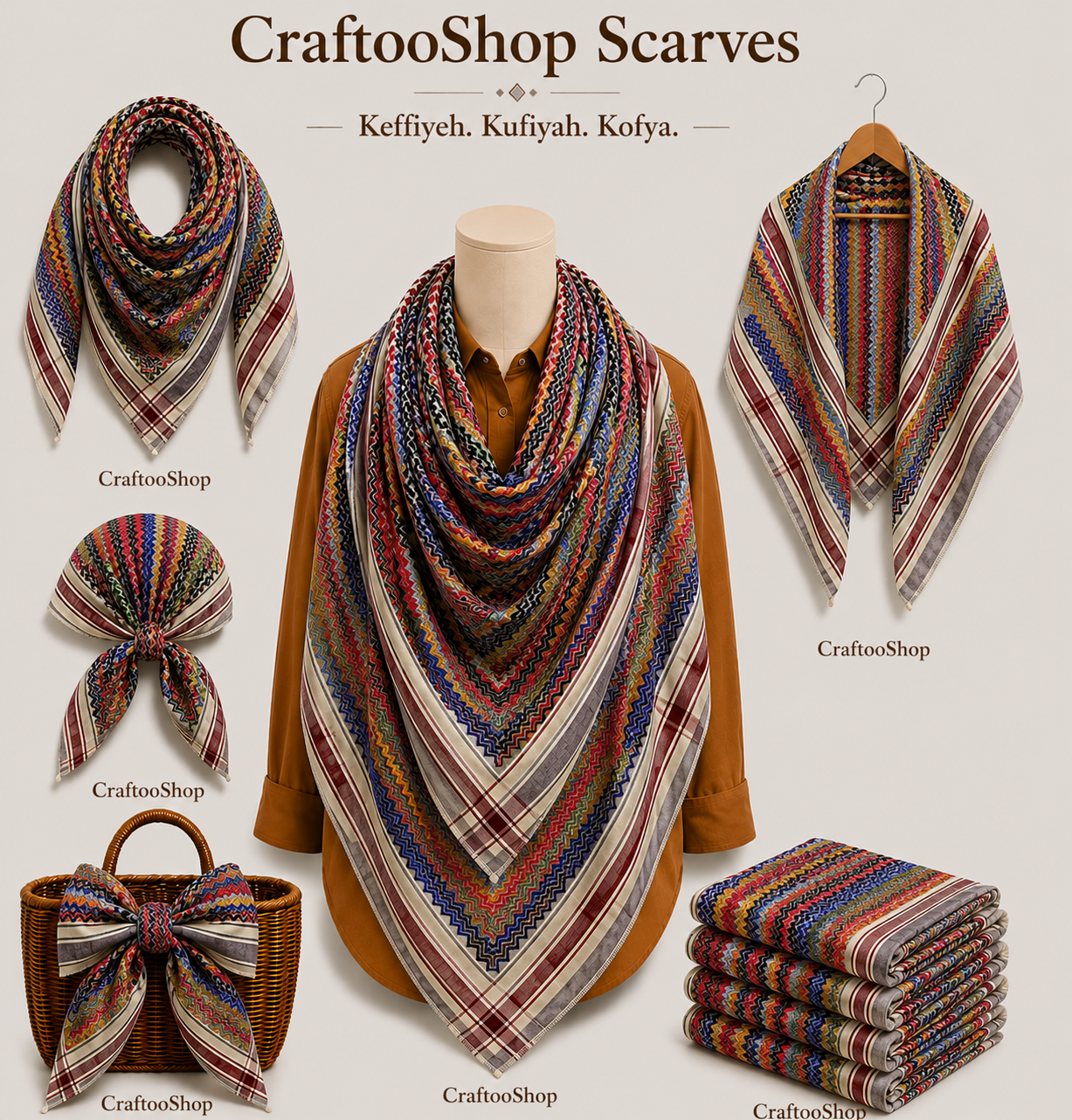 Rainbow Unique Palestine Scarf, Sahara Bandana Kofya, Arab Desert Keffiyeh OldStyle Vintage dress Hatta Shemagh Headwear Mixed Colours