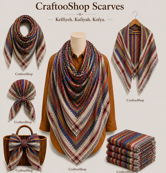 Rainbow Unique Palestine Scarf, Sahara Bandana Kofya, Arab Desert Keffiyeh OldStyle Vintage dress Hatta Shemagh Headwear Mixed Colours
