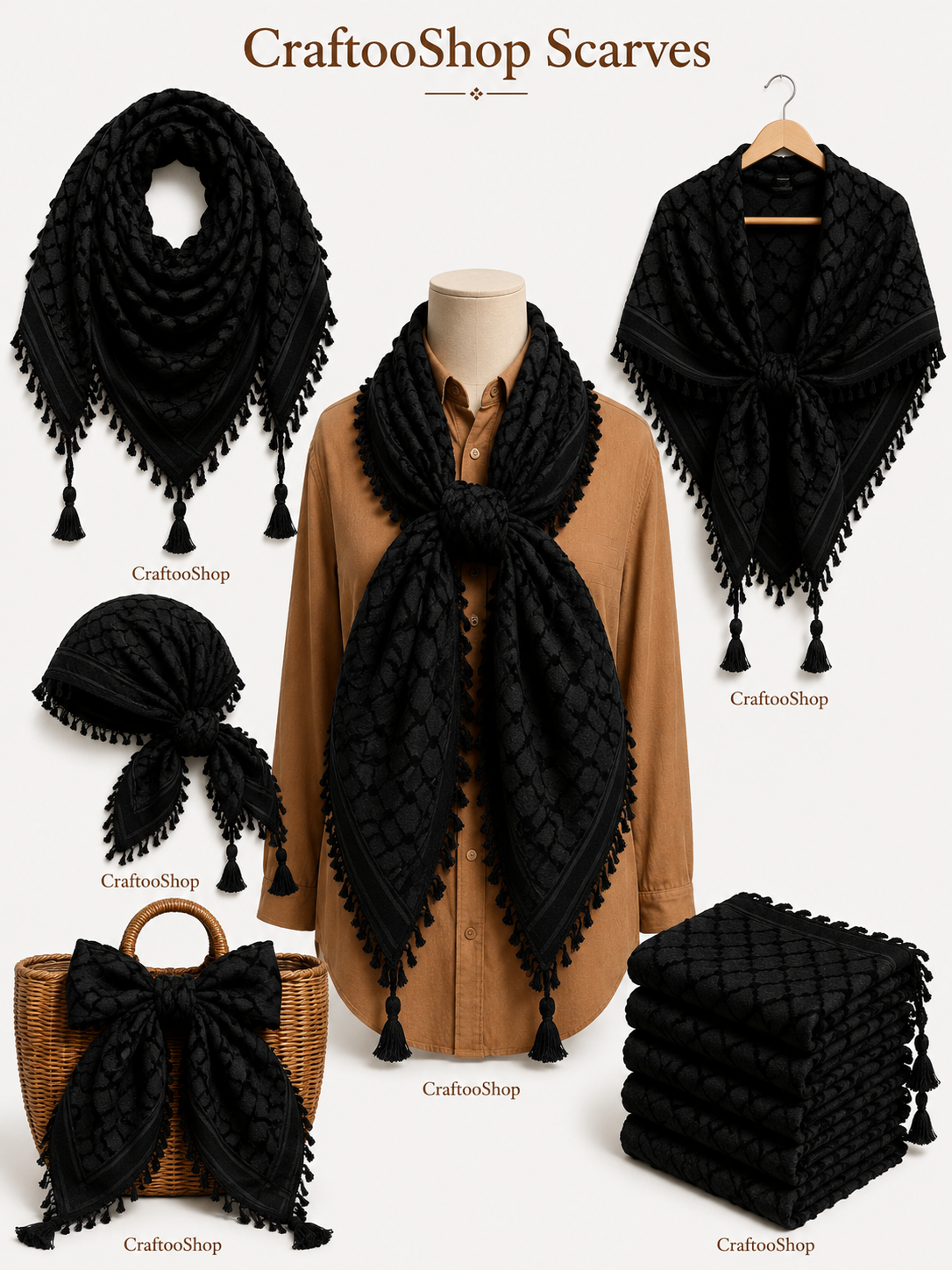 Black Keffyeih Palestine Scarf, Unique Arab Scarf face Cover, Headwear, Vintage Dress Hatta Shemagh Kuffyieh Unisex Face Mask Woven Stitched