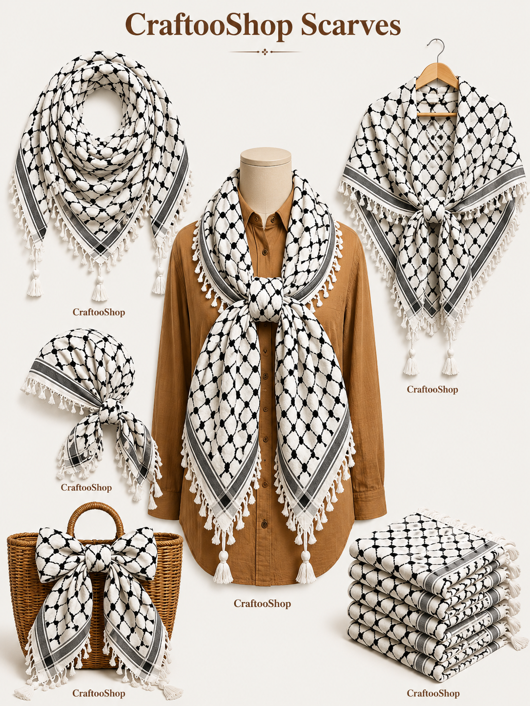 Keffiyeh Original Scarfs, Woven Stitched NOT Printed,Unique faceCover, Headwear Bandana,Shawl Keffiyeh Mask,Vintage Arab Dress Hatta Shemagh