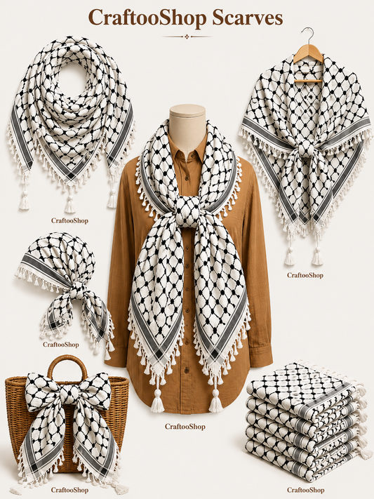 Keffiyeh Original Scarfs, Woven Stitched NOT Printed,Unique faceCover, Headwear Bandana,Shawl Keffiyeh Mask,Vintage Arab Dress Hatta Shemagh